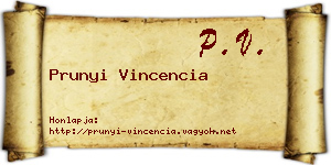 Prunyi Vincencia névjegykártya